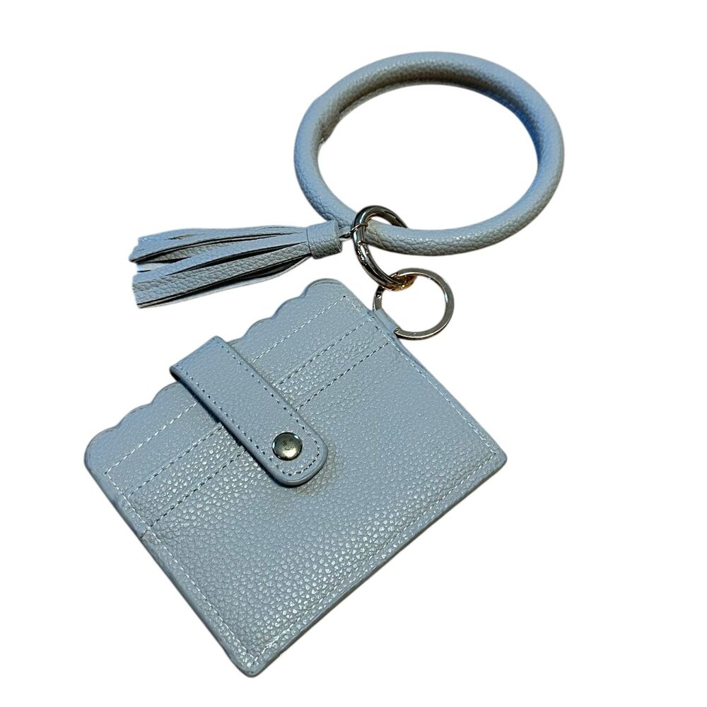 Gray Wristlet Wallet Tassel Keychain